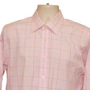 Charles Tyrwhitt SLIM FIT Pretty Pink & Blue Plaids Men's Shirt Sz 16.5-33 MINT